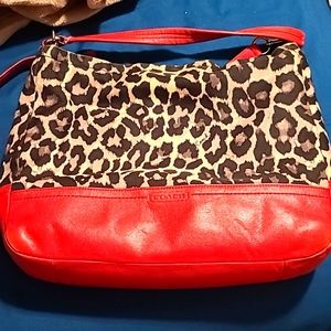 Red cheetah print Coach bag